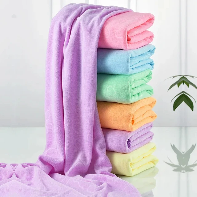 Cute Bear Print Bath Towel Microfiber Quick Dry Soft Absorbent