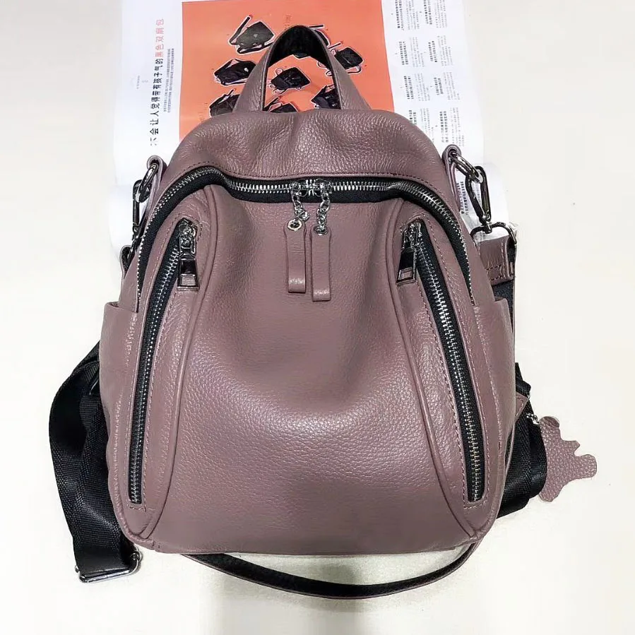 Taro Purple Aodux новинка из натуральной коровьей кожи женские рюкзаки серебристого цвета аппаратные первый слой коровья кожа Женский Школьный рюкзак сумки из коровьей кожи - Цвет: Taro Purple