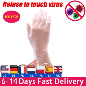 

100pcs Food Grade Disposable PVC Gloves Anti-static Plastic Gloves For Food Cleaning Cooking Restaurant Kitchen Accessories