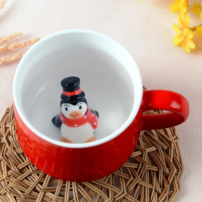 Hot Sale Creative Red 3D Animal Cup Ceramic Mug 400ml Cute Cartoon Couple Coffee Milk Tea Cup New Christmas Favors Water Cups - Цвет: B