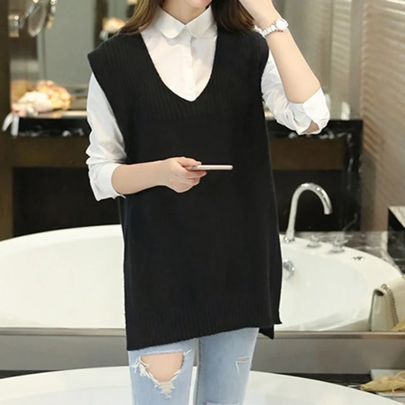 

2020 Autumn And Winter Women's New Solid Color Split Knit Vest