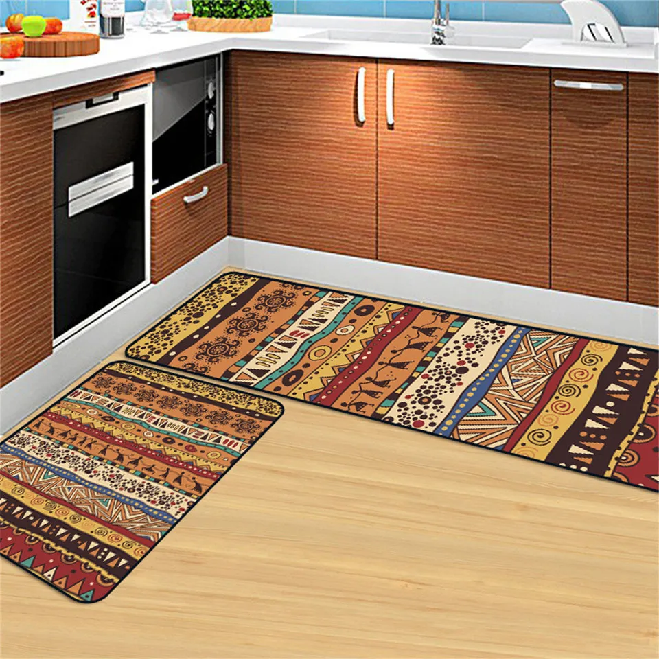 Green Black Geometric Pattern Kitchen Rug Set Bed Fl Floor Green Black Geometric Pattern Kitchen