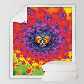 

Plstar Cosmos Hippie Peace And Love Psychedelic funny Blanket 3D print Sherpa Blanket on Bed Home Textiles Dreamlike style-8