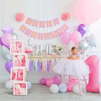 

Transparent Balloons Boxes with Letters for Boy Girl Baby Shower Wedding Birthday Party Decoration Backdrop