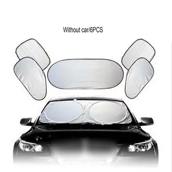 

Summer Car Sun Block 6-Piece Car Sun Block Silver Tape Superfine Fiber Sunscreen Front Sun Visor Sun Block