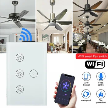 

Smart WiFi Fan Light Switch App Control In-Wall Ceiling Fan Lamp Switch US Plug Graffiti Smart Touch Switch
