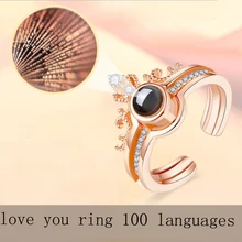 100 языков кольцо я тебя люблю Открытое кольцо Инкрустированный медью горный хрусталь послать Пара парень подруга подарок