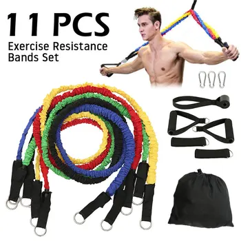 

11pcs/set Fitness Tension Rope Sports Fitness Resistance Bands Set Body Training Workout Yoga Gum Gym Workout Equipment