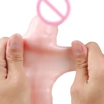 Vibrator Penis Sleeve Condom Reusable Cock Ring Dildo Delay Penis Extender Stretcher Enlarger Sex Toys For Adults For Men 18+ 5