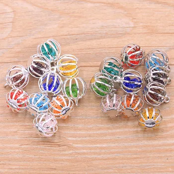 

PULCHRITUDE 10Pcs 13*15MM 10 Color Antern Spring Spiral Bead Cages Pendants For Wome Men DIY Necklace Bracelet Making Accessorie