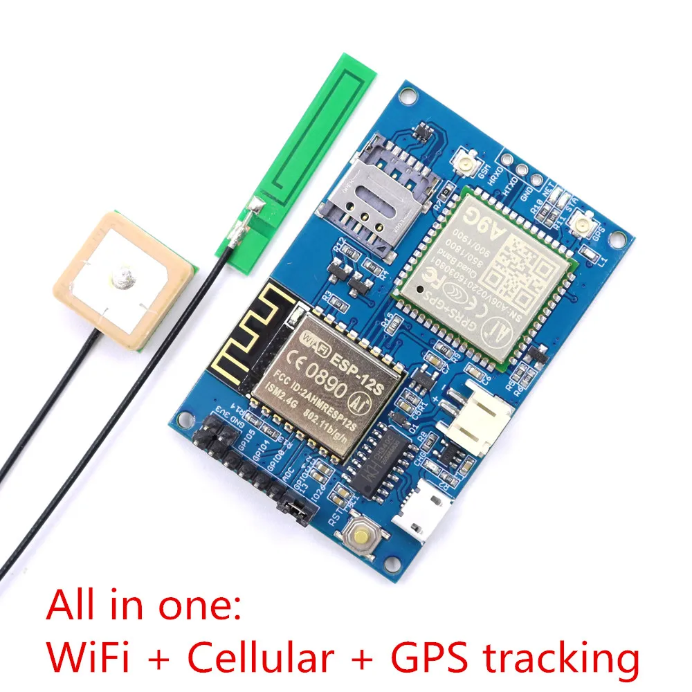 

ESP8266 ESP-12S A9G GSM GPRS+GPS IOT Node V1.0 Module IOT Development Board with All in one WiFi Cellular GPS tracking