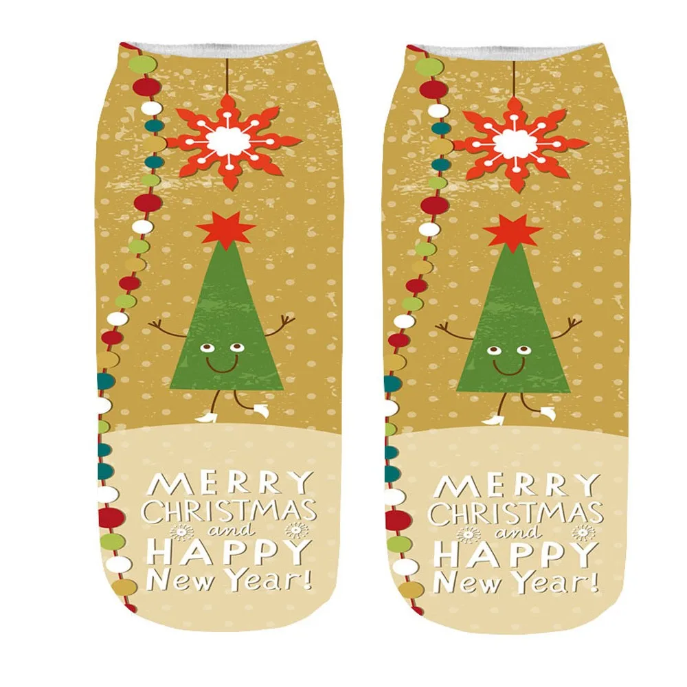 Женские носки с объемным рисунком, забавные рождественские носки, яркие сумасшедшие милые Необычные Мультяшные милые носки до лодыжки, рождественский подарок - Цвет: G