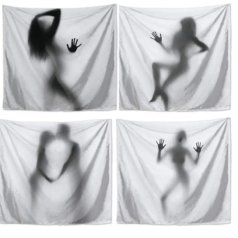 Творческий характер настенный гобелен с черно-белым фоном ткань всюду ковёр