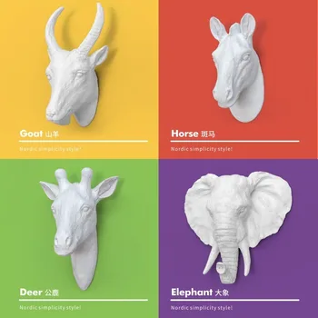 

Nordic Three-dimensional Animal Head Wall Hanging Crafts Sculpture Figurine Ornaments Home Desk Decor Accessories Modern Art