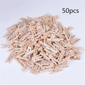 

50pcs Mini Wood Memo Paper Clips For Message Wooden Clips For Photo Clips Clothespin Craft Decoration Clips Pegs 2.5cm