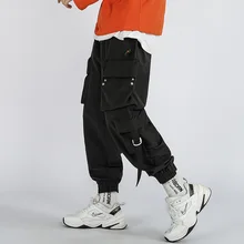 

GlacialWhale Mens Cargo Pants Men Fashion 2021 Side Pockets Joggers Hip Hop Biker Japanese Streetwear Trousers Black Pants Men