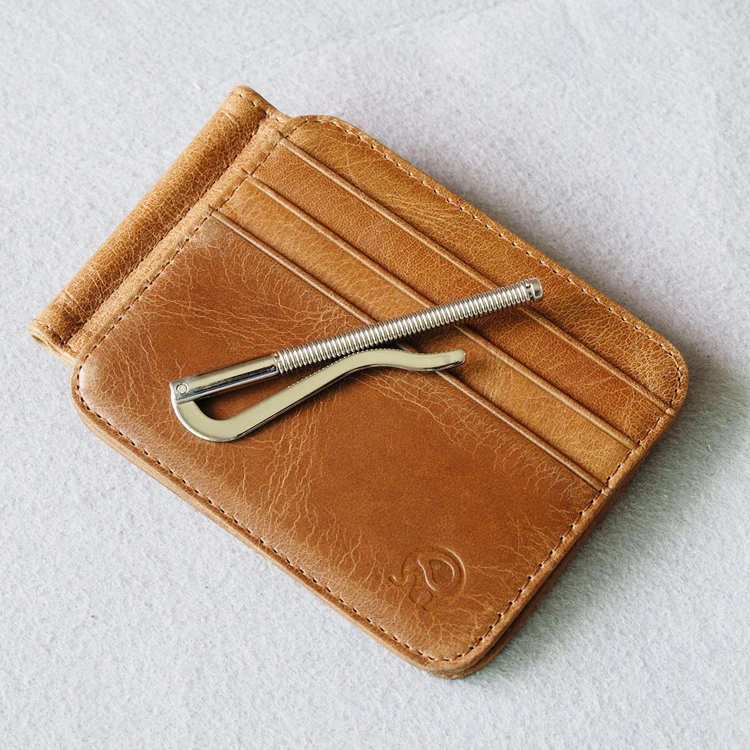 Trend Brand Unisex Genuine Leather Design Fashion Gift Slim Wallet Travel Front Pocket Money Clip Mini Clamp Purse XYX-C044