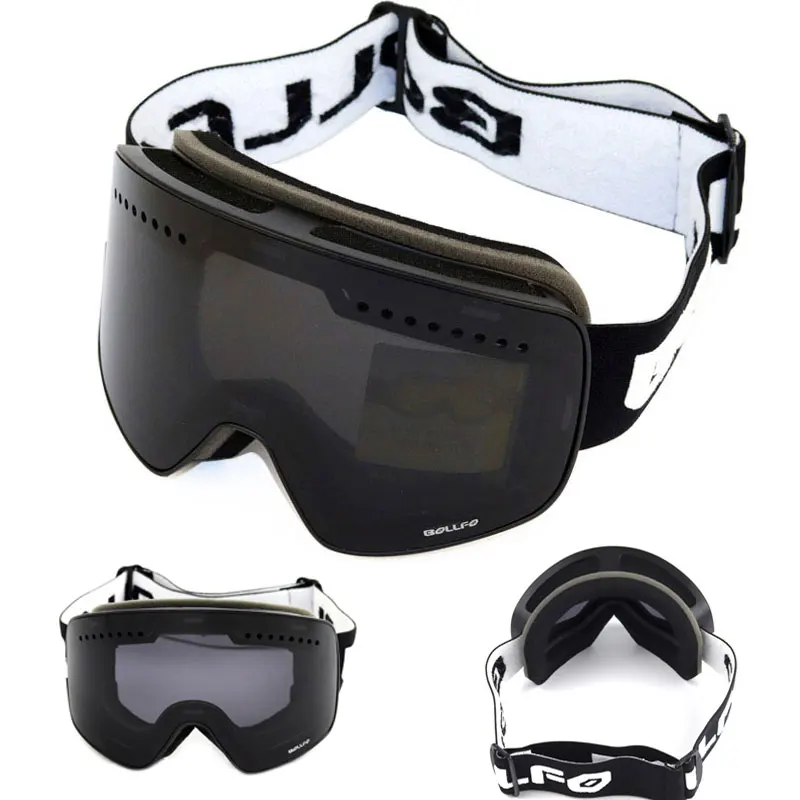 Магнитная двойной Слои с поляризованными линзами, очки для катания на лыжах и Лыжный Спорт анти-туман UV400 очки для катания на сноуборде Для мужчин Для женщин Горные лыжи очки солнцезащитные очки с Чехол