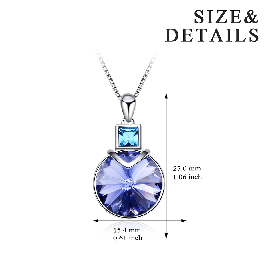 AOBOCO 925 пробы Серебряное ожерелье с синим кристаллом от Swarovski Женские Подвески для бижутерии, ожерелья серебряные 925 Ювелирные изделия Подарки для мам