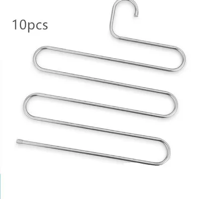 10pcs Пять s-образных слоев вешалка для брюк вешалки Экономия пространства Одежда Брюки нескользящий шкаф Органайзер для шарфа джинсы одежда полотенца - Цвет: 10pcs