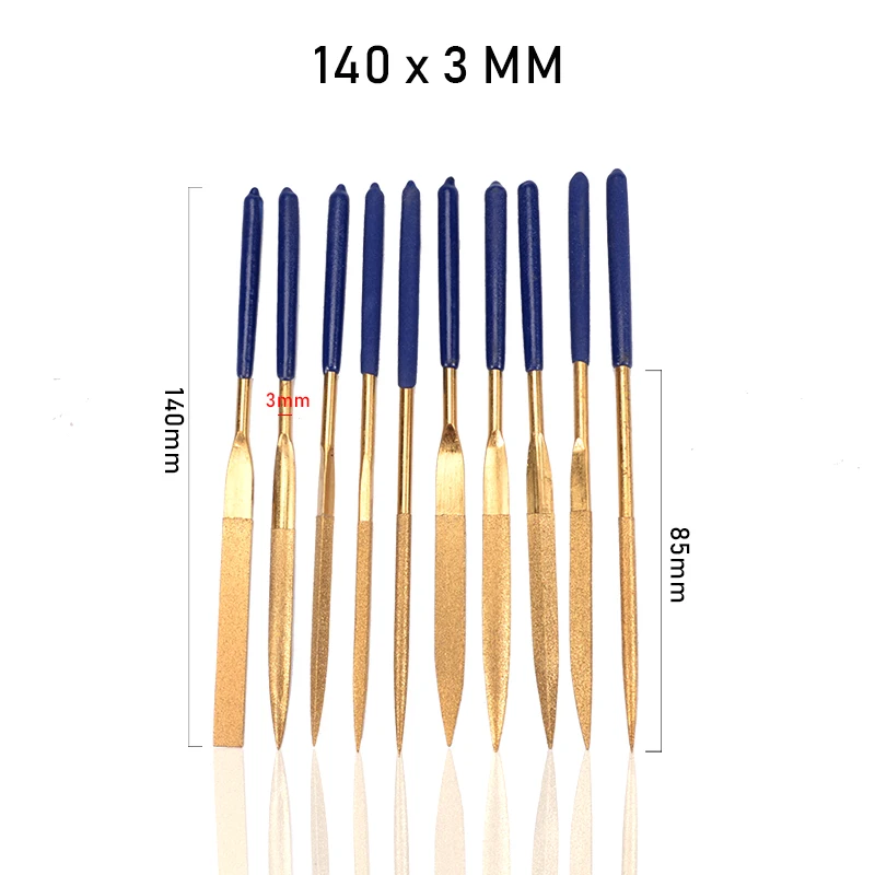 10 шт. мини титановые покрытый алмазами надфили Набор 140/160/180 мм, плоские круглые файловые инструменты для керамической металлообработки деревообработки