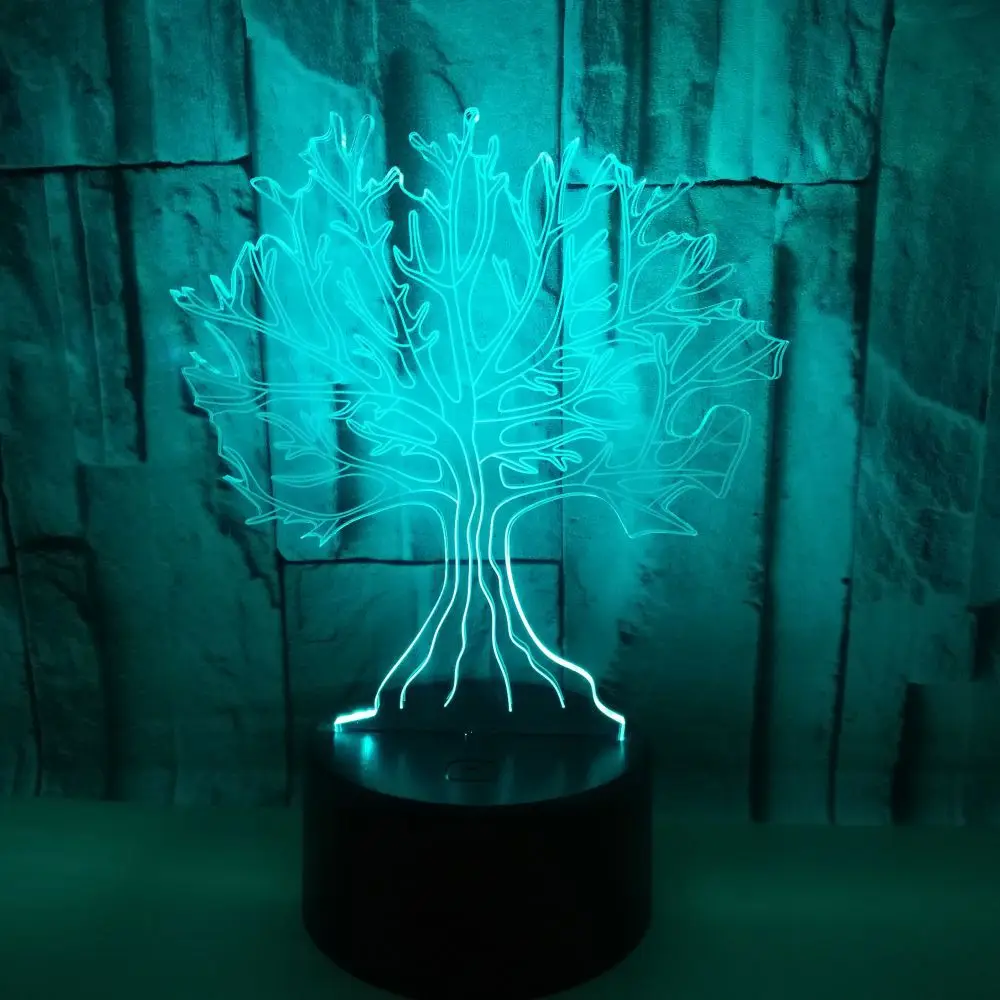 Ночник, Настольный светильник, 3D Led, визуальный, 7 цветов, меняющий большое дерево, настольная лампа, спальный декор, прикроватный светильник для сна, Подарочный светильник