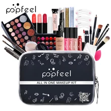 Popfeel tudo em um compõem conjuntos sombra batom sobrancelha corretivo pó escova kit cosméticos completo tslm1