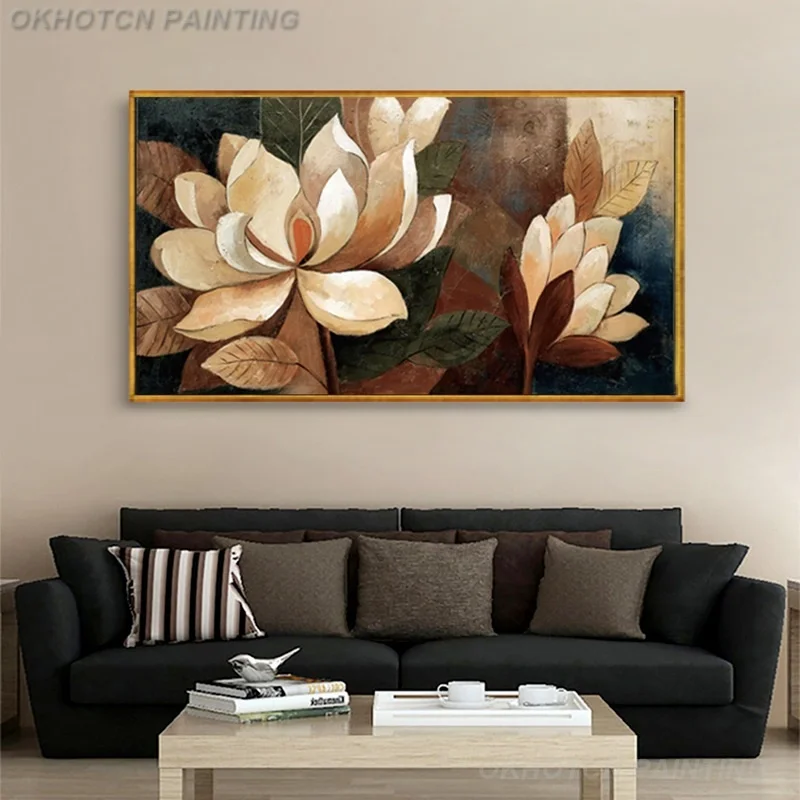 5x Unframed Lotus Flower Oil Canvas Painting Picture Print Home Wall Art Decor