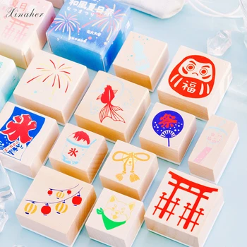 

madifier Japanese style daily life decoration stamp wooden rubber stamps for scrapbooking stationery DIY craft standard stamp