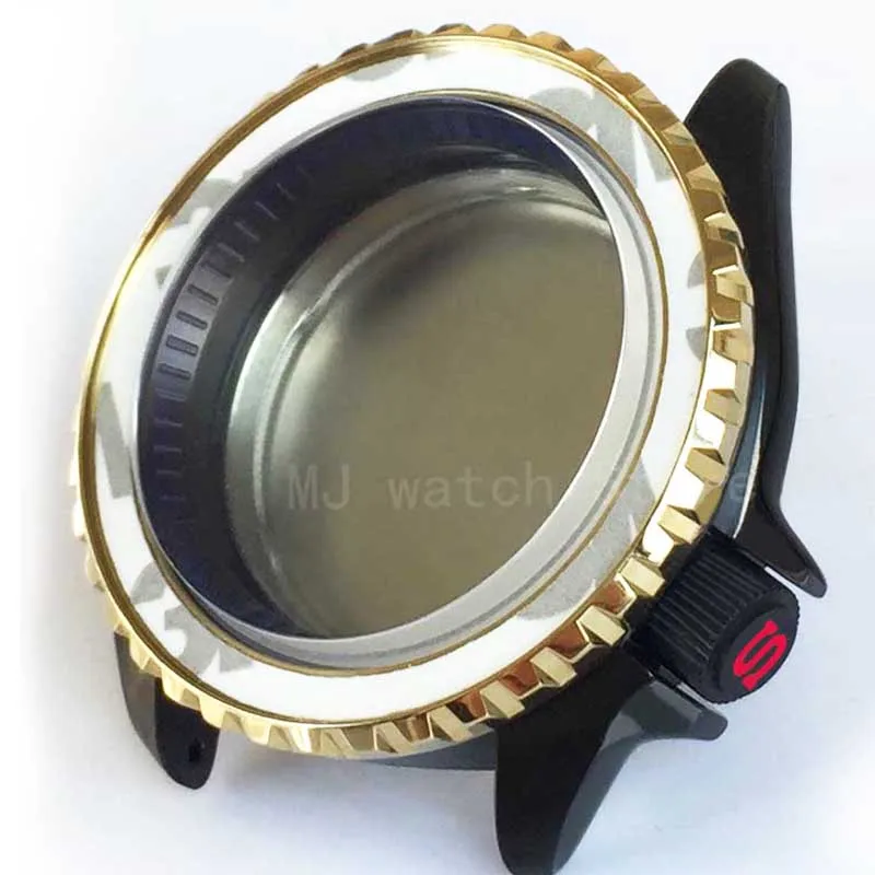 Stainelss時計ケース42mmforセイコーSKX007 srpdミネラル/サファイアガラスセラミックベゼルNH35A  36Aムーブメント腕時計部分