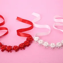 Невесты головной убор ручной работы белого цвета с украшением в виде кристаллов ручной работы из полимерной глины цветочный головной венок корейский стиль брак, свадебные аксессуары для волос, Dre