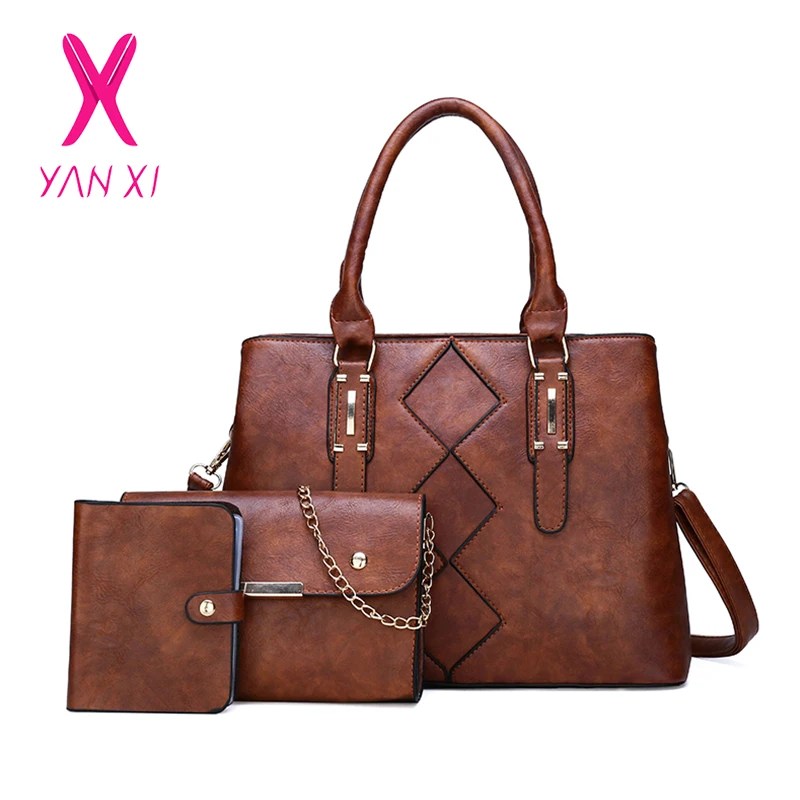 

2019 Retro Three Sets Woman Shoulder Bags Famous Brand Luxury Handbags Women Bags Designer High Quality Leather Totes Women Bag