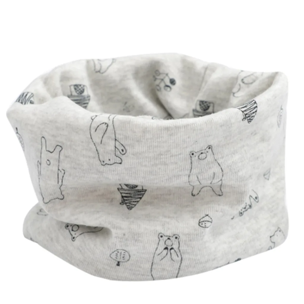 

Huang Neeky #P501 2019 NEW FASHION Kid Girls Boys Cartoon Scarf Pattern Stitching O-ring Baby Scarf Neck Warmer Drop Shipping