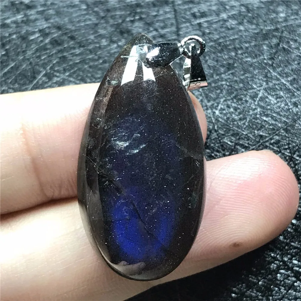 Топ естественный синий свет кулон из Лабрадорита ювелирные изделия для женщин мужчин 33x17x8 мм бусины капли воды серебряное ожерелье с камнем кулон AAAAA