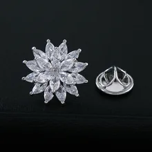 Двойной слой кристаллов подсолнухи Женская Брошь маленький воротник булавка микро циркон Высший сорт рубашка воротник пуговицы, аксессуары для одежды