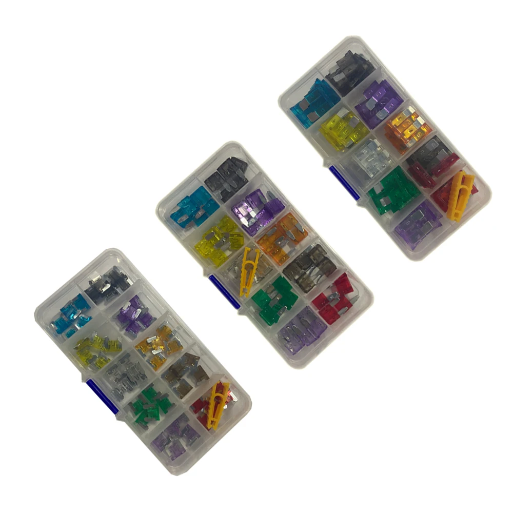 Car Fuses Kit Combination Car Fuse 50/100PCS Assortment Set for Auto Blade Type Cars Fuses 2/3/5/7.5/10/15/20/25/30/35A with Box and Clip car fuses kit