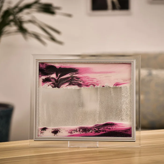 3D Dynamic Flowing Grit Sand Painting Transparent Glass Frame Drawing Landscape THIN889
