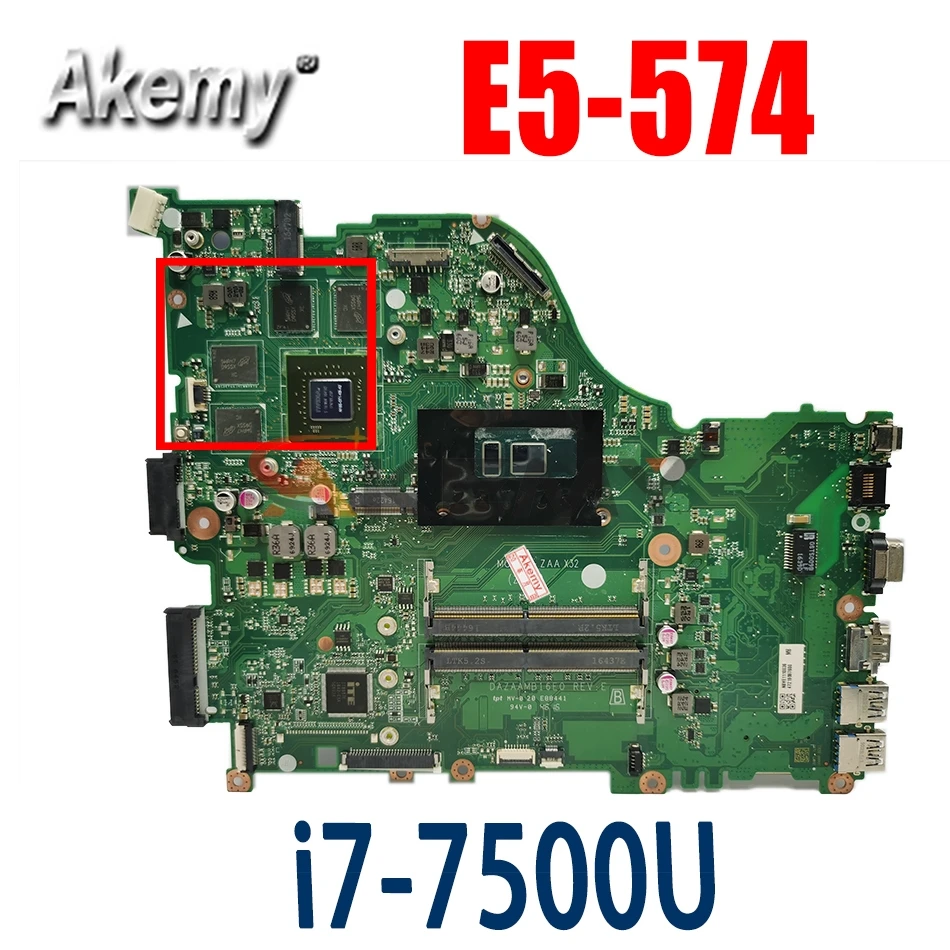 Akemy материнская плата для ноутбука ACER Aspire E5-574 i7-7500U DAZAAMB16E0 SR2ZV N16P-GT1-A2 DDR4 | Компьютеры