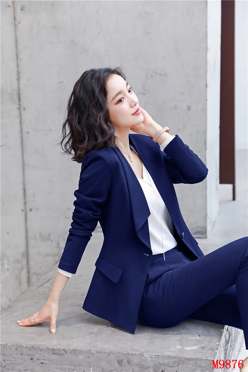 Формальный черный блейзер офисные женские брючные костюмы для женщин деловой костюм наборы брючные костюмы OL стили