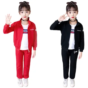 

2020 Spring Autumn Childre Style Girls Sports Clothes Sets 3Pcs/set Design Pants Clothes Sets Kids 4 5 6 7 8 9 10 12 years