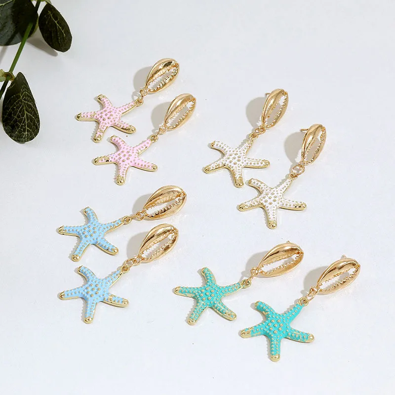 Boho Big Starfish Earrings Ocean Sea Star Bib Studs For Women Statement Jewelry
