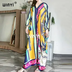 Printed  Dresses For Women 2021 Fashion Design Loose Dress Batwing Maxi Long Femme Vestidos Summer Autumn Party Elegant Dress