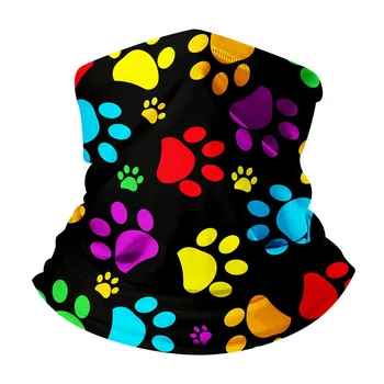 

Women Colorful Dog Paw Pattern Bandana Winter Warm Scarf Headscarf Half Face Mask For Dust Scarves Adults Protective Foulard