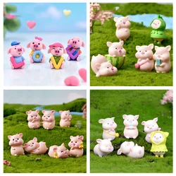 4-12 Pcs Micro Pig Figurines Glow in Dark Animal Miniature Figurine Fairy Cat Bonsai Garden Ornaments Table Desk Home Decor