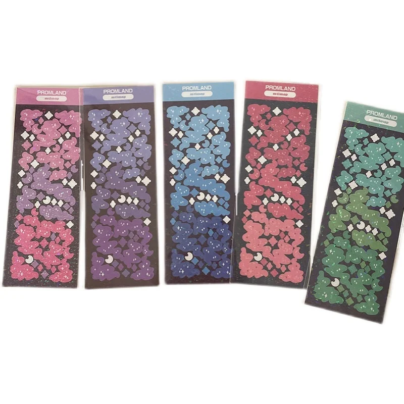 1Pc Gradient Ribbon Star Decoration Laser Stickers Scrapbooking Hand Account Kawaii Stationery Korean Sticker School Suppliesr