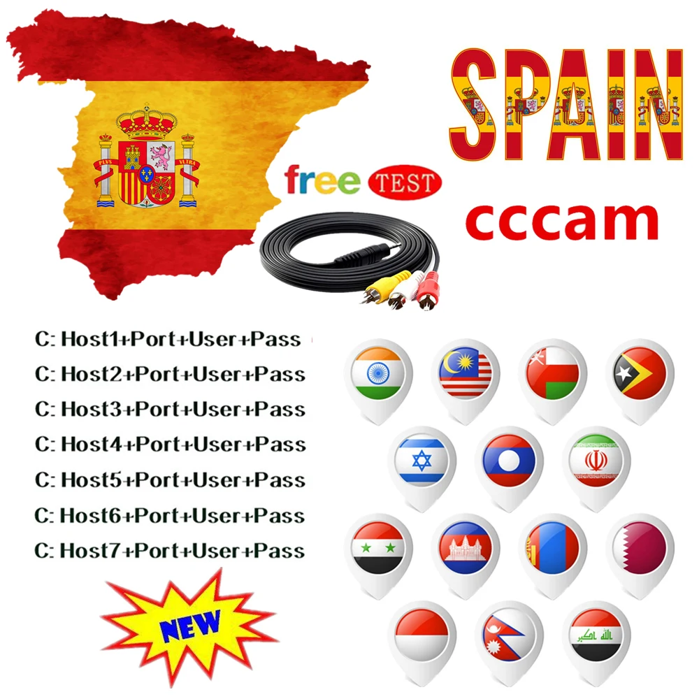 

Spain 12 months CCCAM 5/6 clines Server support DVB S2 Satelite Receiver for Europe Cccam Clines with Portugal Italy poland