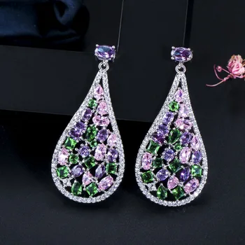 

Bilincolor purple earrings zirkonia earings for wedding