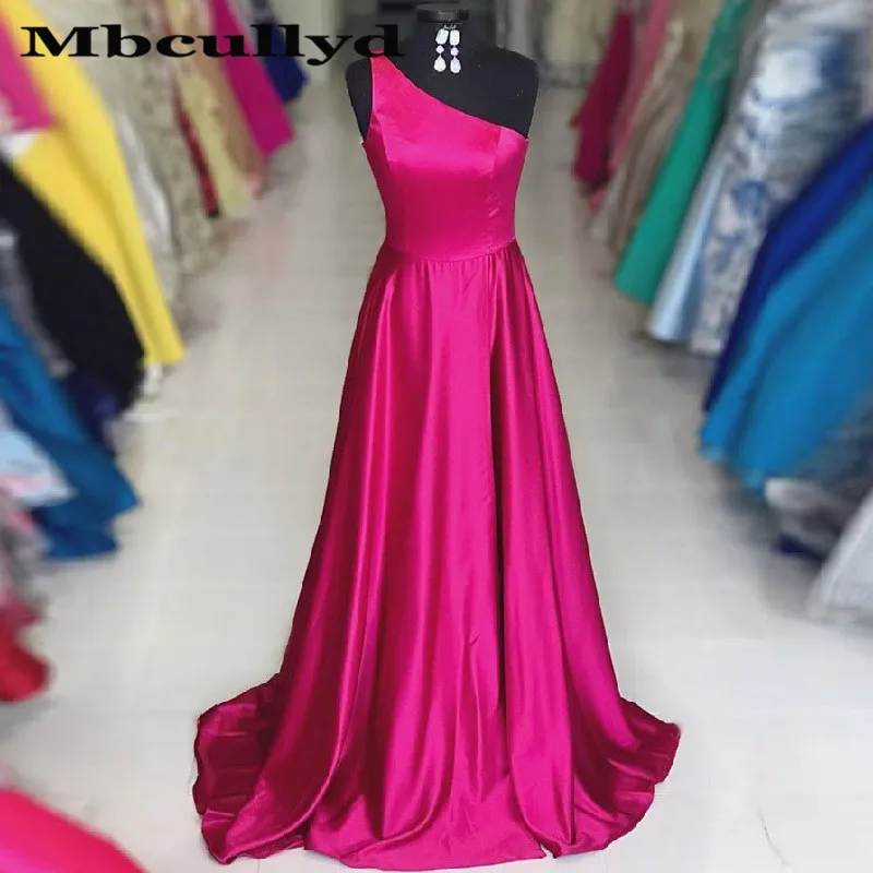 Mbcullyd Fuchsia Satin Lange Prom Jurken 2020 Sexy Een Schouder Avond Pageant Jurken Voor Meisjes Goedkope Plus Size Robe De soiree Mbcullyd Fuchsia Satin Lange Prom Jurken 2020 Sexy Een Schouder Avond Pageant Jurken Voor Meisjes Goedkope Plus Size Robe De soiree