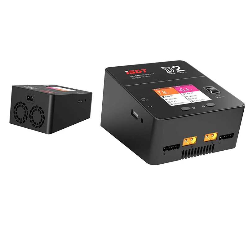 ISDT D2 LiPo зарядное устройство Duo Dis зарядное устройство двойной 200 Вт 12A2 AC двухканальный выход 1-6S Li-Ion Life NiCd NiMH LiHV PB Sma