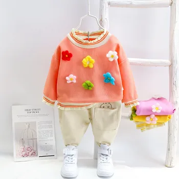 

Kids Baby Boys Girls Foral Long Sleeve Tops shirts + Solid Pants 2pcs Spring Autumn Toddler Sets Children Casual Costumes
